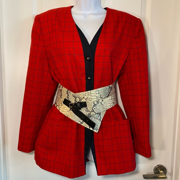 Vintage Red Sasson Paris New York Red Check Blazer - Picture 2 of 11